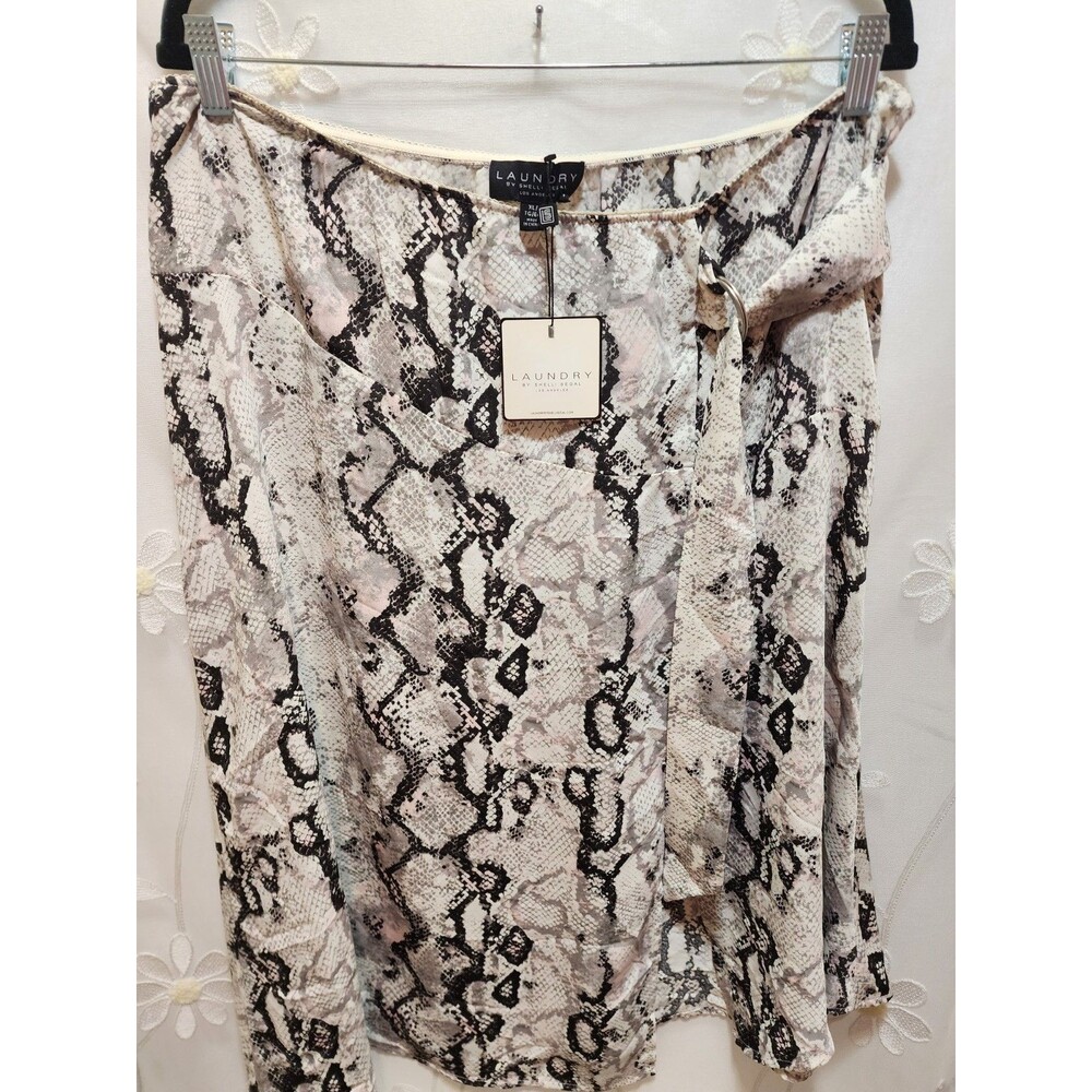 Laundry Womens White XL Slit Maxi Skirt Snake Skin Animal Print Exotic Baddie - Picture 12 of 16